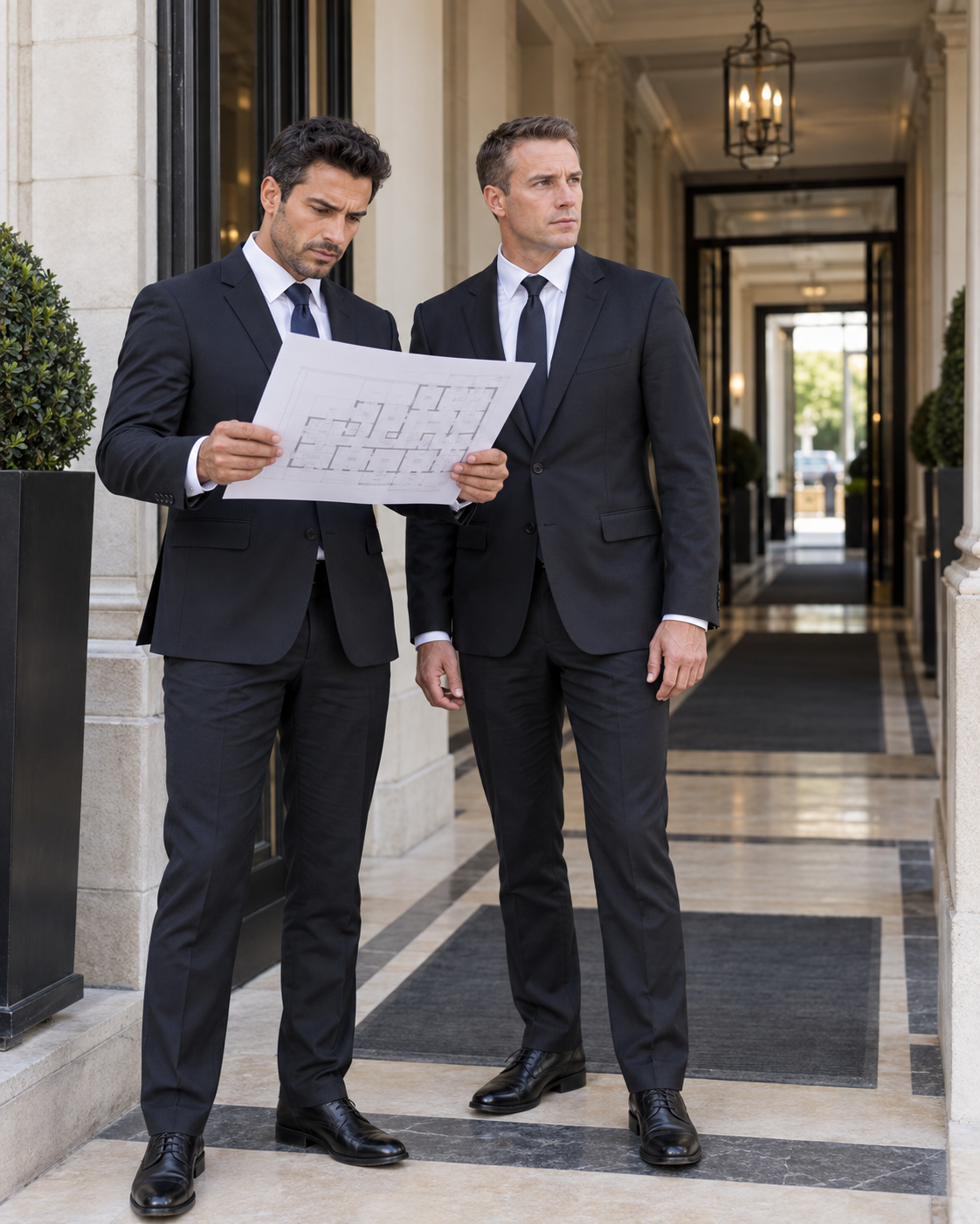 Deux professionnels préparant une mission sur place
